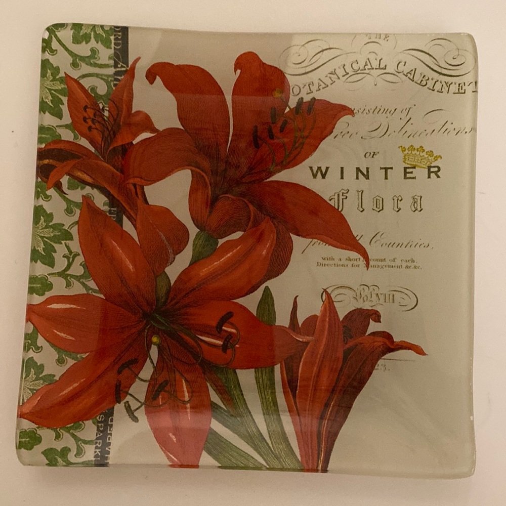 ❌Donated❌Small “Winter Botanical” Dish - Picture 1 of 8